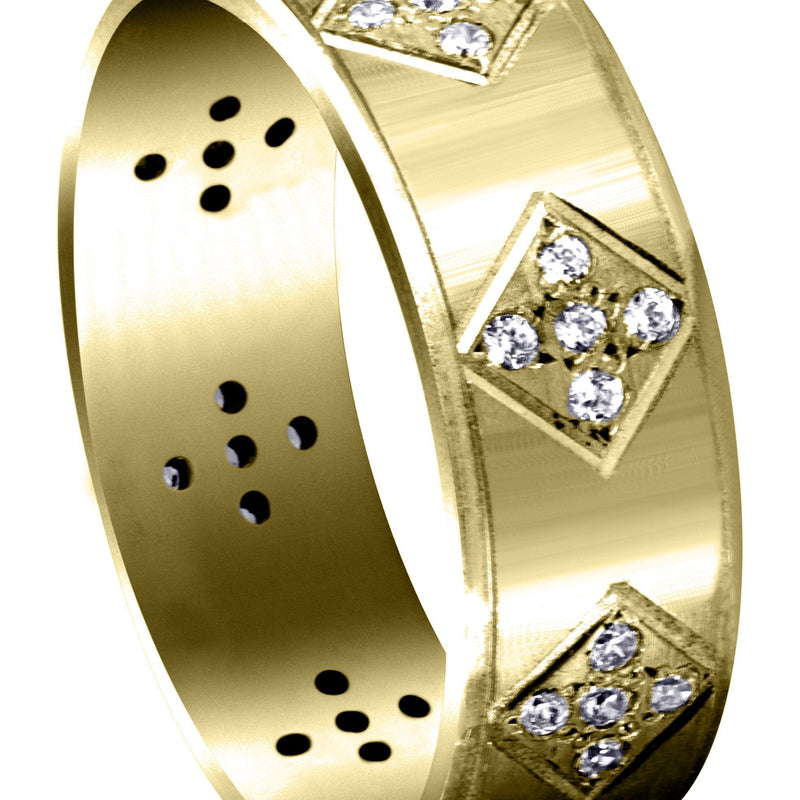 Yellow Gold Diamond Mens Wedding Band | 0.6 Carats | Satin Finish (Shawn)