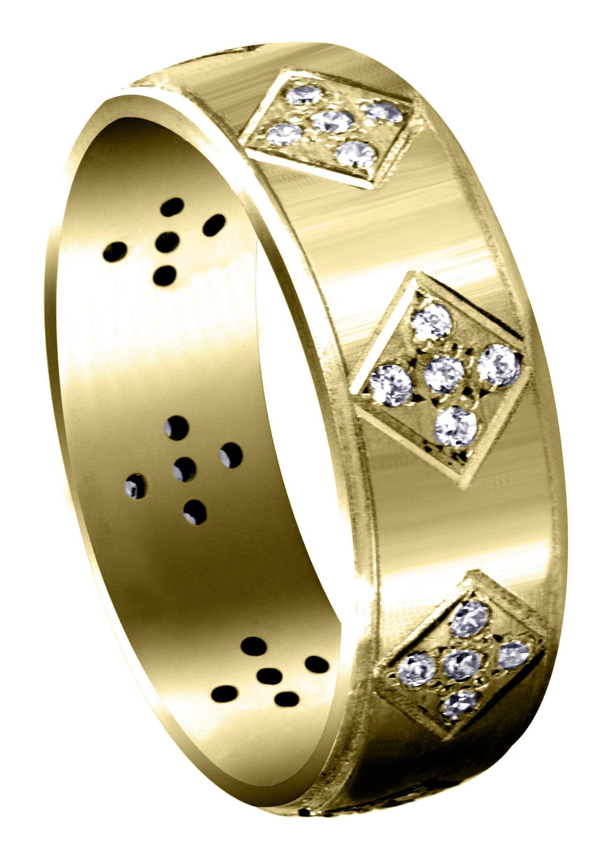 Yellow Gold Diamond Mens Wedding Band | 0.6 Carats | Satin Finish (Shawn)