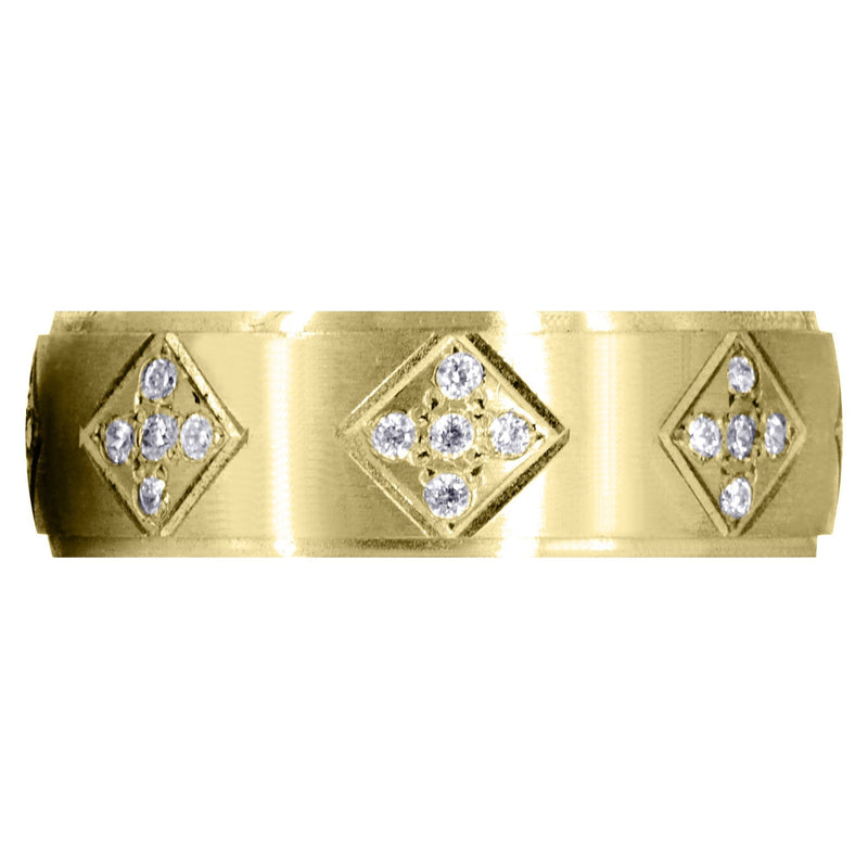 Yellow Gold Diamond Mens Wedding Band | 0.6 Carats | Satin Finish (Shawn)
