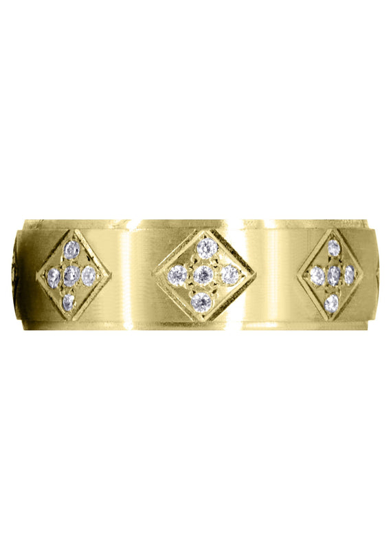 Yellow Gold Diamond Mens Wedding Band | 0.6 Carats | Satin Finish (Shawn)