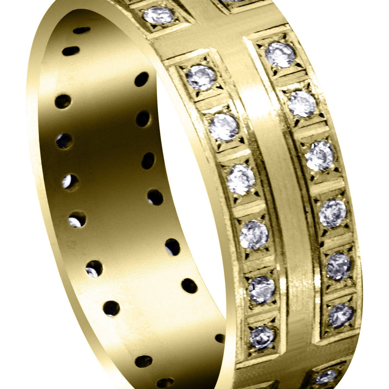 Yellow Gold Diamond Mens Engagement Ring | 0.72 Carats | Satin Finish (Atticus)