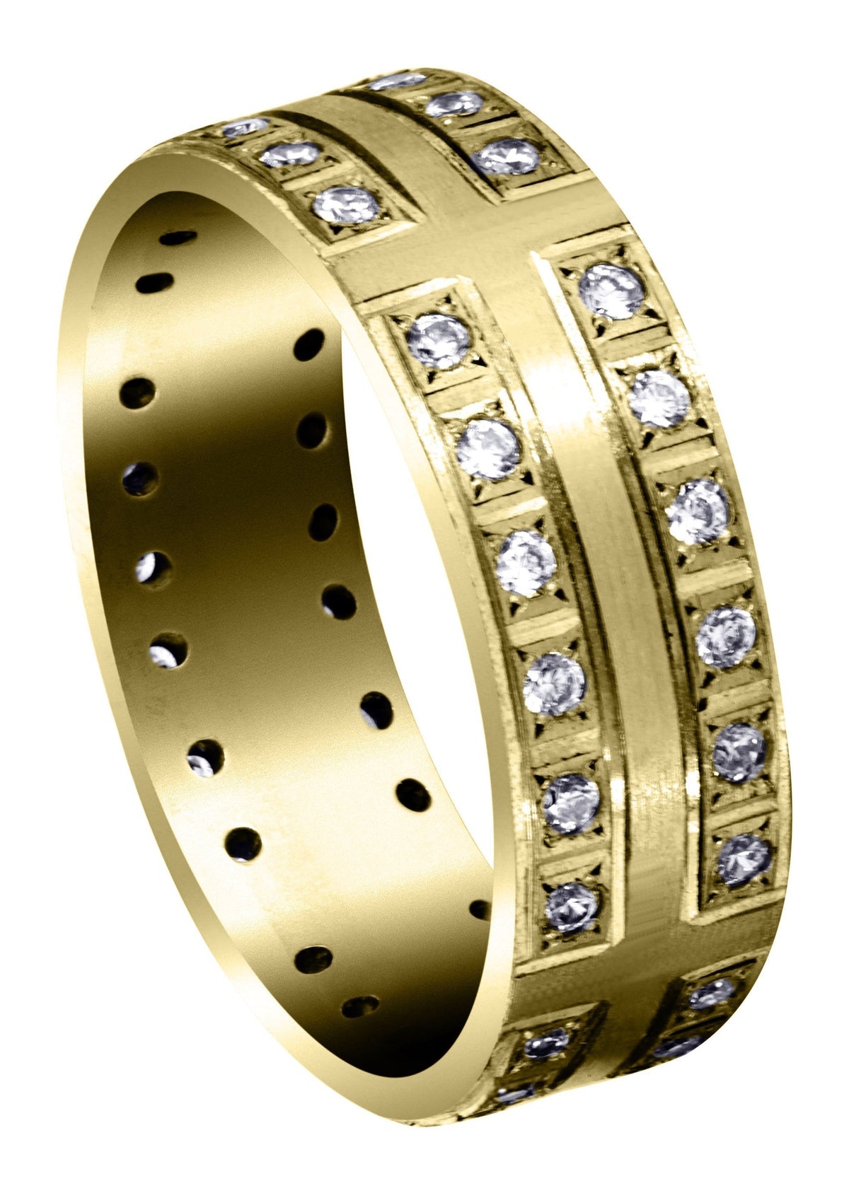 Yellow Gold Diamond Mens Engagement Ring | 0.72 Carats | Satin Finish (Atticus)