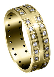 Yellow Gold Diamond Mens Engagement Ring | 0.72 Carats | Satin Finish (Atticus)