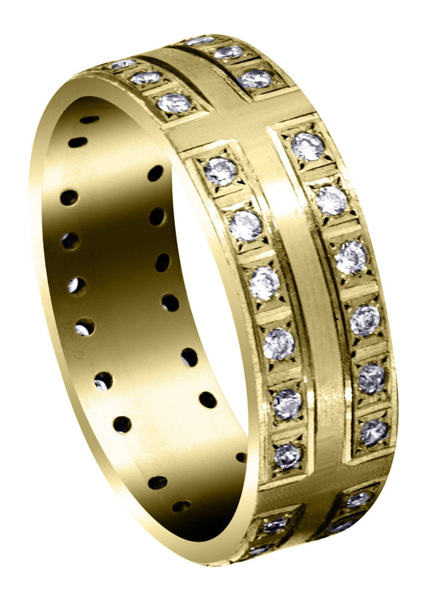 Yellow Gold Diamond Mens Engagement Ring | 0.72 Carats | Satin Finish (Atticus)