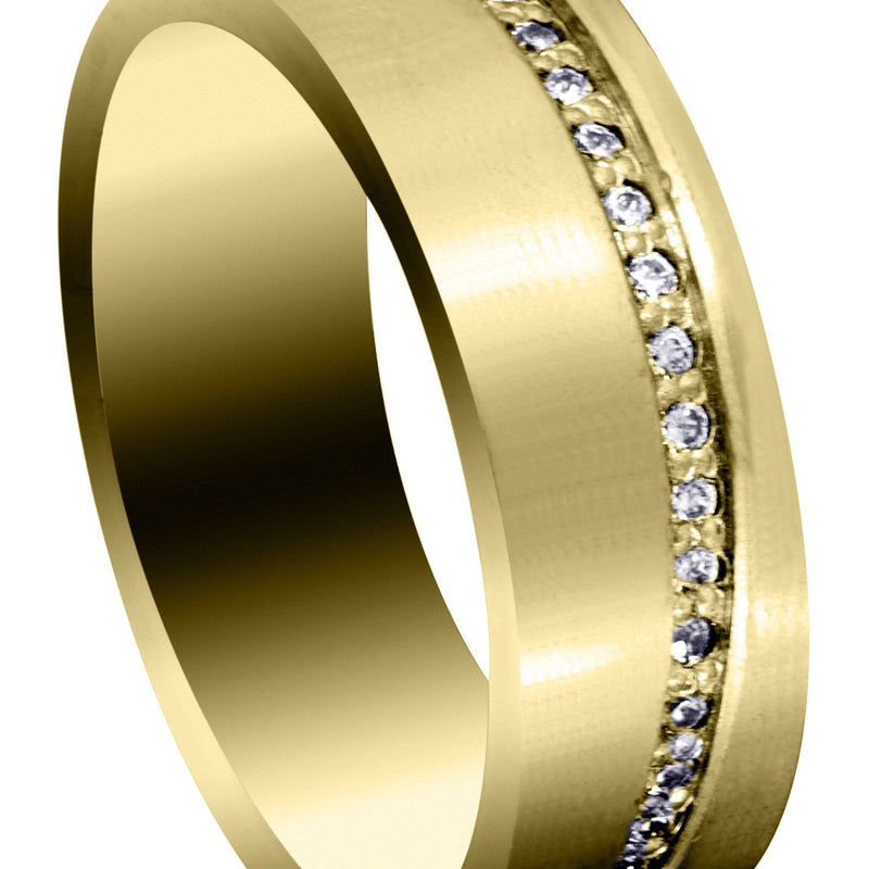 Yellow Gold Diamond Mens Engagement Ring | 0.45 Carats | Satin Finish (Sergio)
