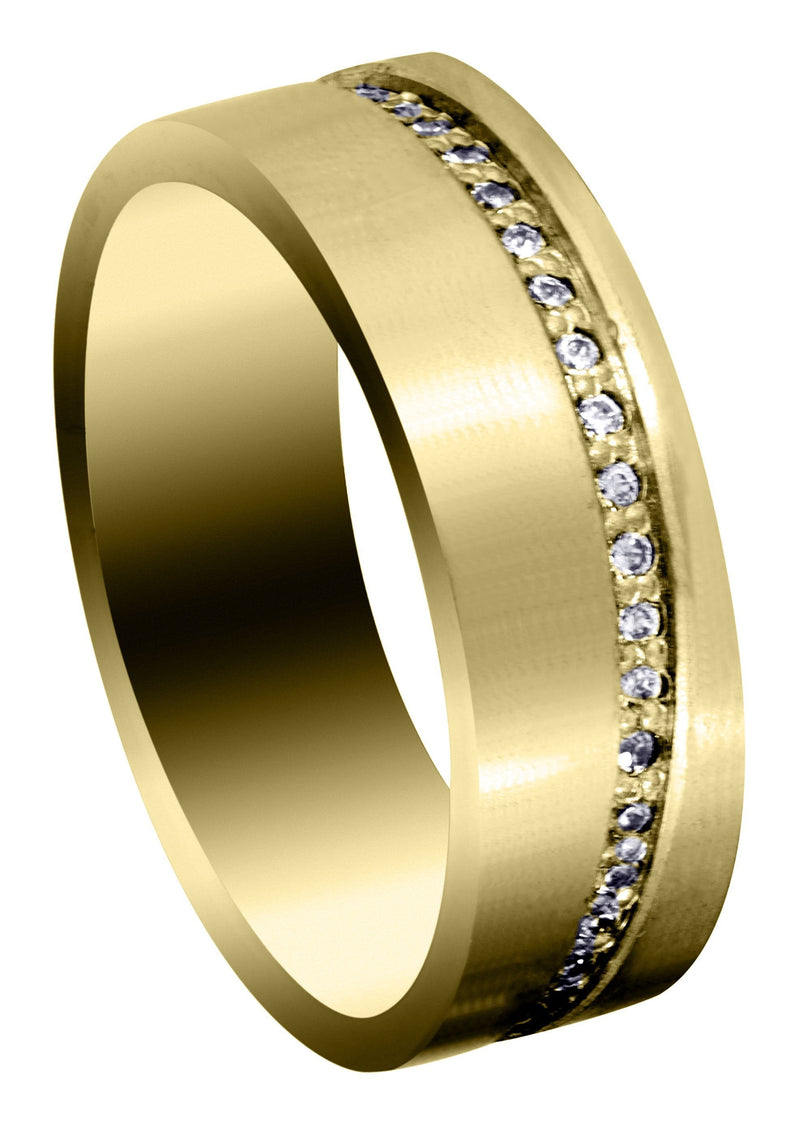Yellow Gold Diamond Mens Engagement Ring | 0.45 Carats | Satin Finish (Sergio)