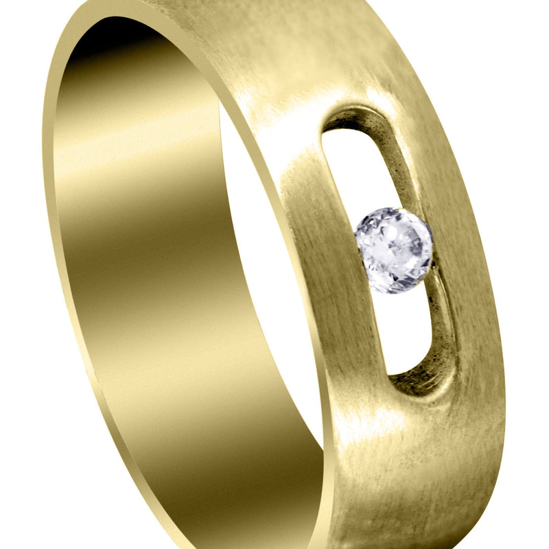 Yellow Gold Diamond Mens Wedding Band | 0.1 Carats | Satin Finish (Jett)