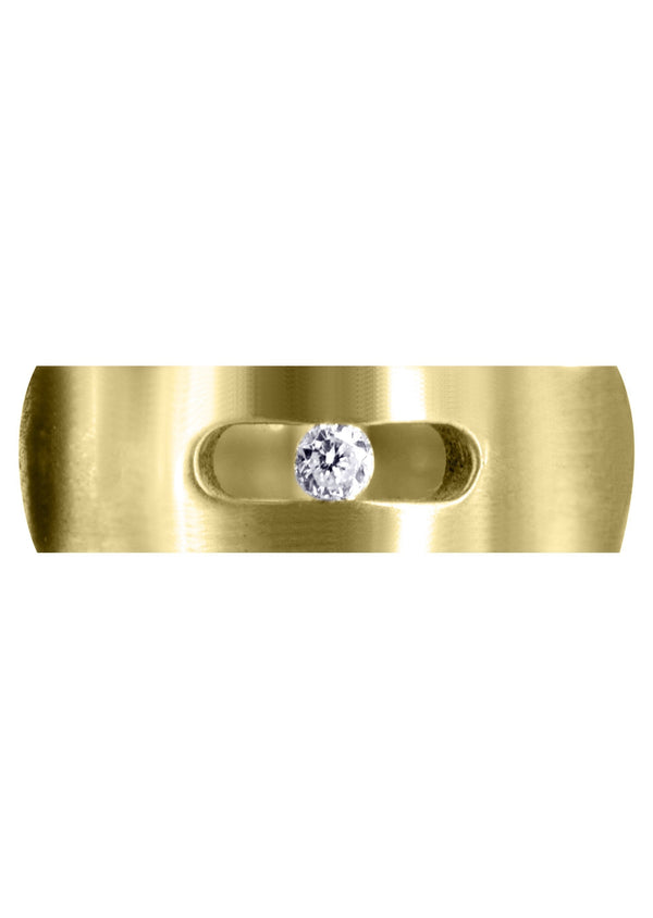 Yellow Gold Diamond Mens Wedding Band | 0.1 Carats | Satin Finish (Jett)