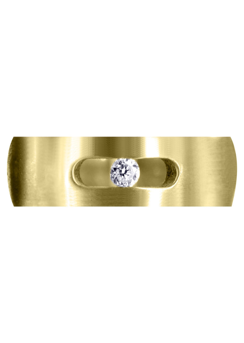 Yellow Gold Diamond Mens Wedding Band | 0.1 Carats | Satin Finish (Jett)