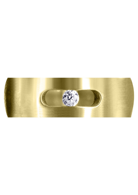 Yellow Gold Diamond Mens Wedding Band | 0.1 Carats | Satin Finish (Jett)