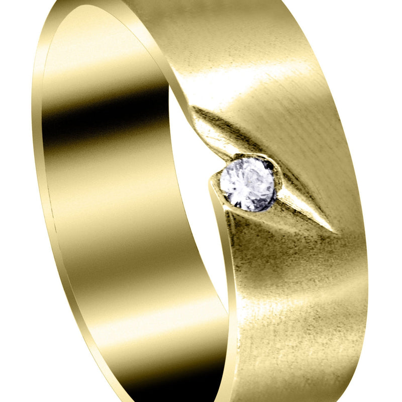 Yellow Gold Diamond Mens Wedding Band | 0.07 Carats | Satin Finish (Thiago)