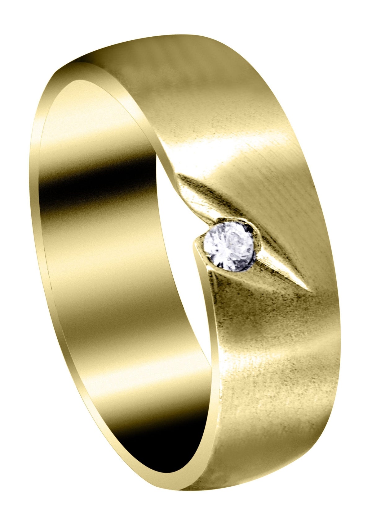 Yellow Gold Diamond Mens Wedding Band | 0.07 Carats | Satin Finish (Thiago)