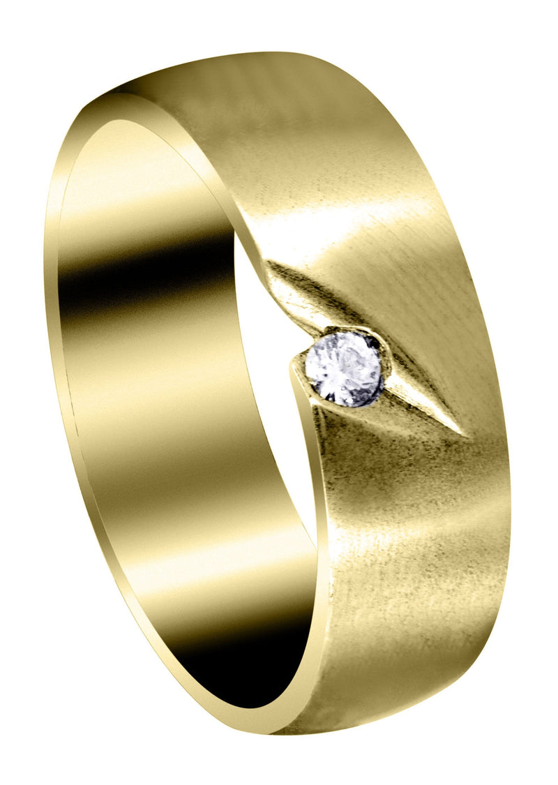 Yellow Gold Diamond Mens Wedding Band | 0.07 Carats | Satin Finish (Thiago)