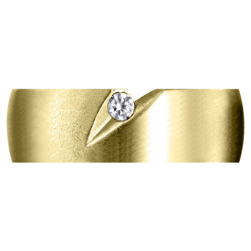 Yellow Gold Diamond Mens Wedding Band | 0.07 Carats | Satin Finish (Thiago)