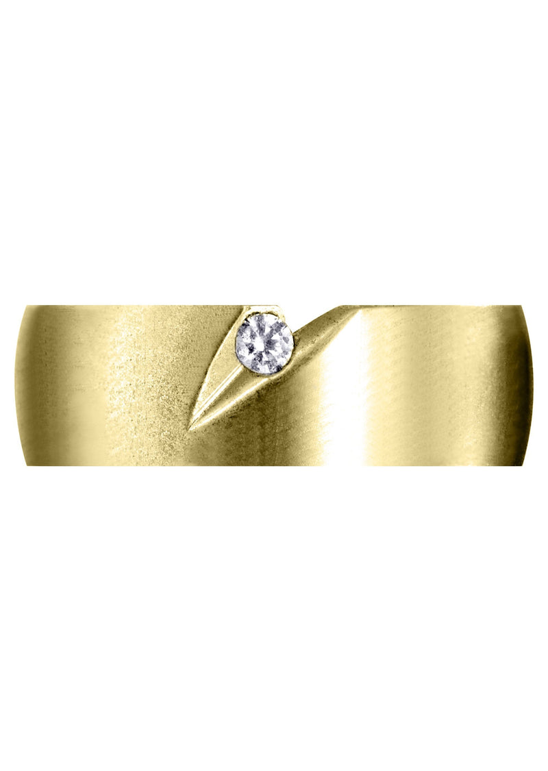 Yellow Gold Diamond Mens Wedding Band | 0.07 Carats | Satin Finish (Thiago)