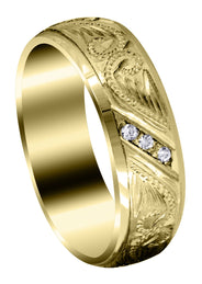 Yellow Gold Diamond Mens Wedding Band | 0.18 Carats | Satin Finish (Kyrie)