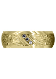 Yellow Gold Diamond Mens Wedding Band | 0.18 Carats | Satin Finish (Kyrie)