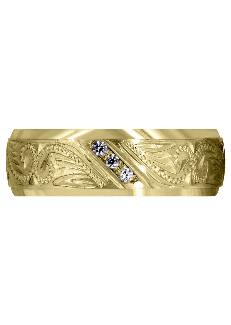 Yellow Gold Diamond Mens Wedding Band | 0.18 Carats | Satin Finish (Kyrie)