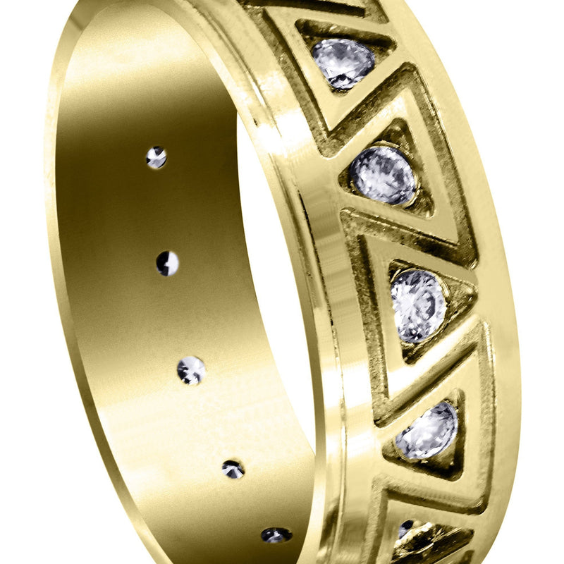 Yellow Gold Diamond Mens Wedding Band | 0.64 Carats | Satin / High Polish Finish (Killian)