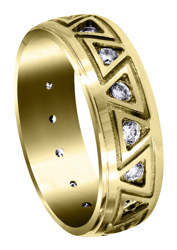 Yellow Gold Diamond Mens Wedding Band | 0.64 Carats | Satin / High Polish Finish (Killian)