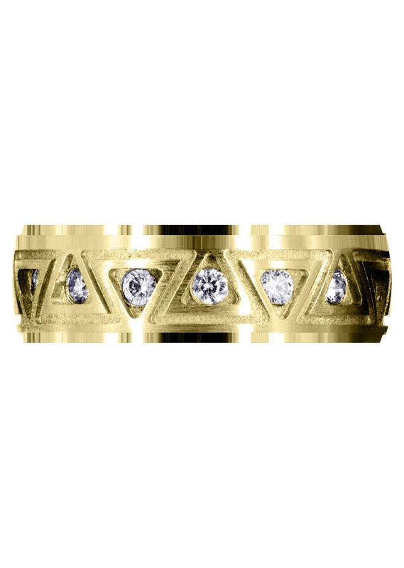Yellow Gold Diamond Mens Wedding Band | 0.64 Carats | Satin / High Polish Finish (Killian)