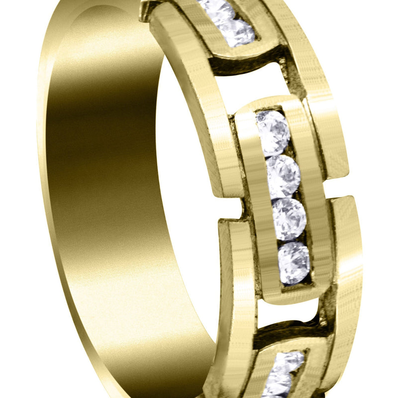 Yellow Gold Diamond Mens Wedding Band | 0.36 Carats | Satin Finish (Gregory)