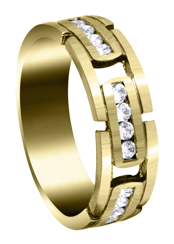 Yellow Gold Diamond Mens Wedding Band | 0.36 Carats | Satin Finish (Gregory)