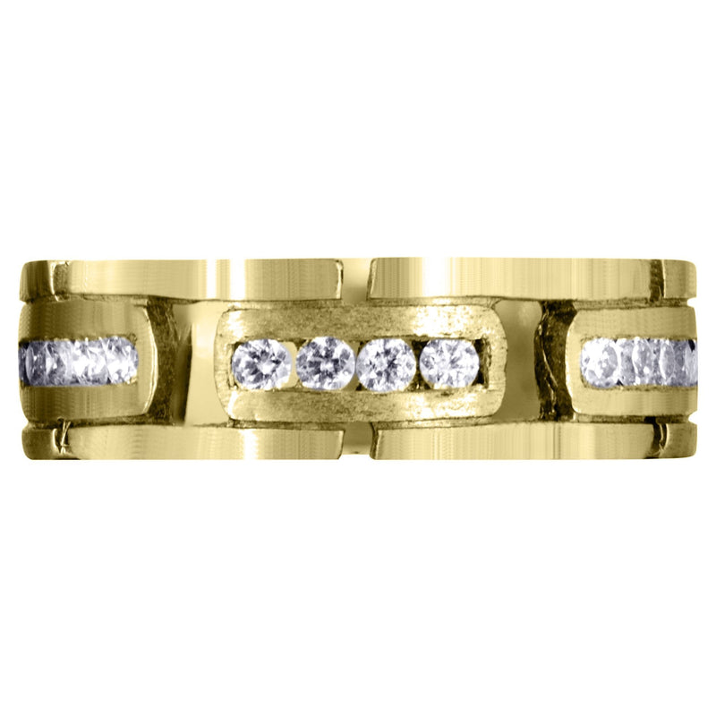 Yellow Gold Diamond Mens Wedding Band | 0.36 Carats | Satin Finish (Gregory)