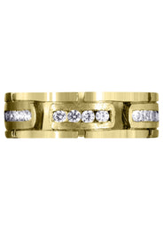 Yellow Gold Diamond Mens Wedding Band | 0.36 Carats | Satin Finish (Gregory)