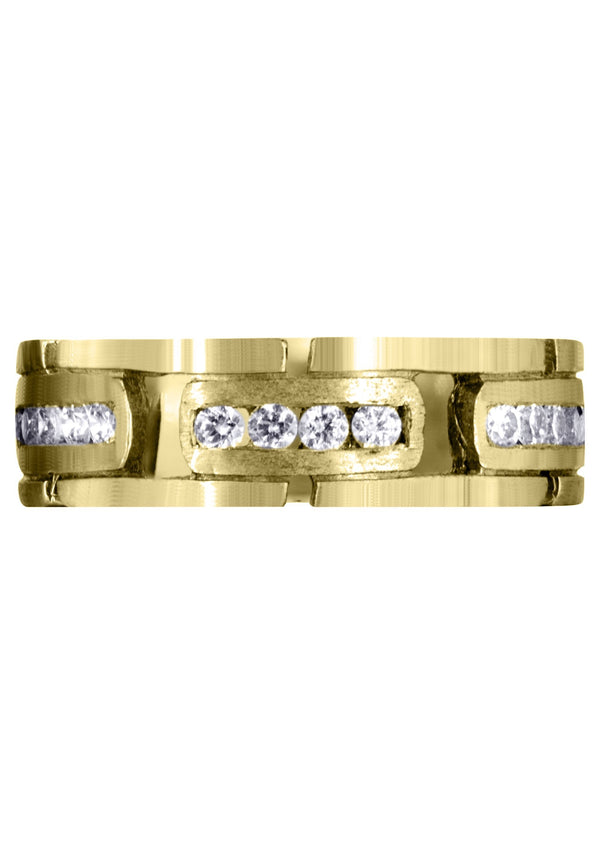 Yellow Gold Diamond Mens Wedding Band | 0.36 Carats | Satin Finish (Gregory)