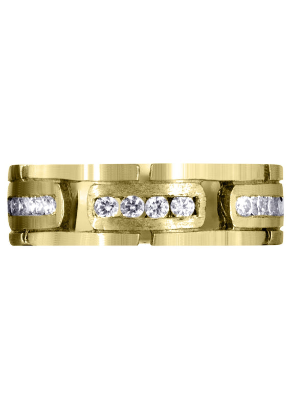 Yellow Gold Diamond Mens Wedding Band | 0.36 Carats | Satin Finish (Gregory)