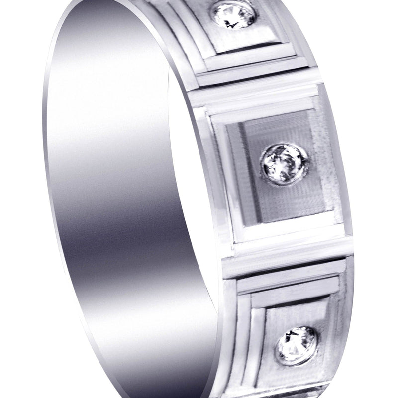 Diamond Mens Wedding Band | 0.24 Carats | Wire Matt Finish (Angelo)
