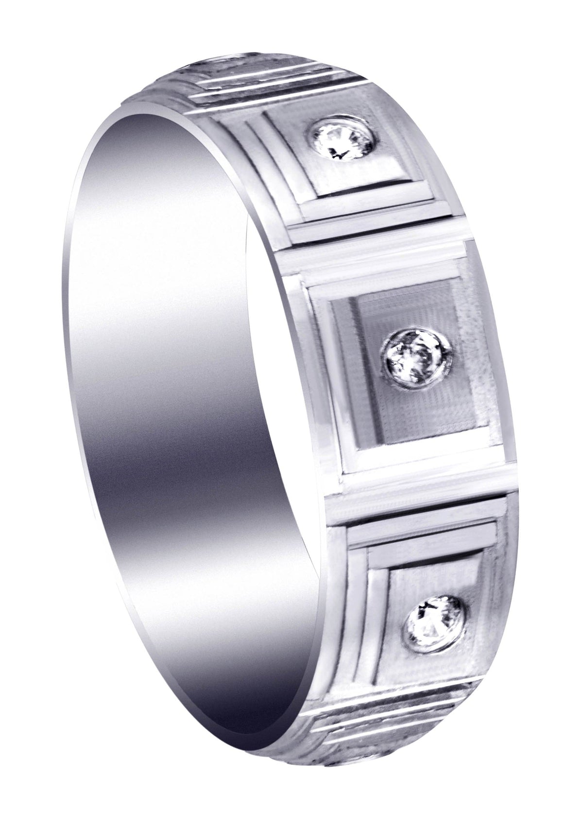Diamond Mens Wedding Band | 0.24 Carats | Wire Matt Finish (Angelo)