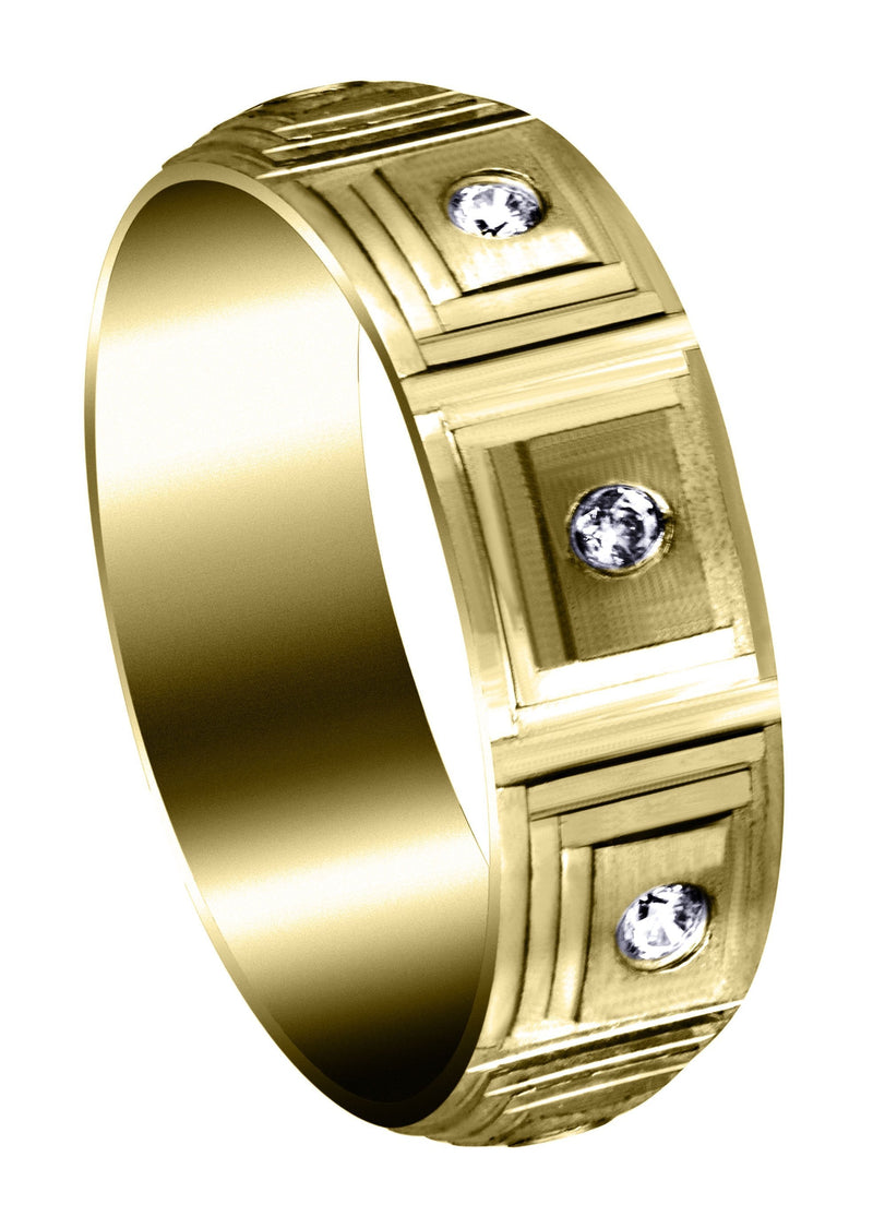 Yellow Gold Diamond Mens Wedding Band | 0.24 Carats | Wire Matt Finish (Angelo)