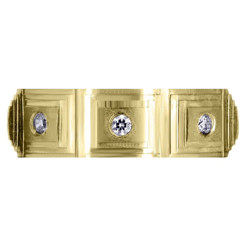 Yellow Gold Diamond Mens Wedding Band | 0.24 Carats | Wire Matt Finish (Angelo)