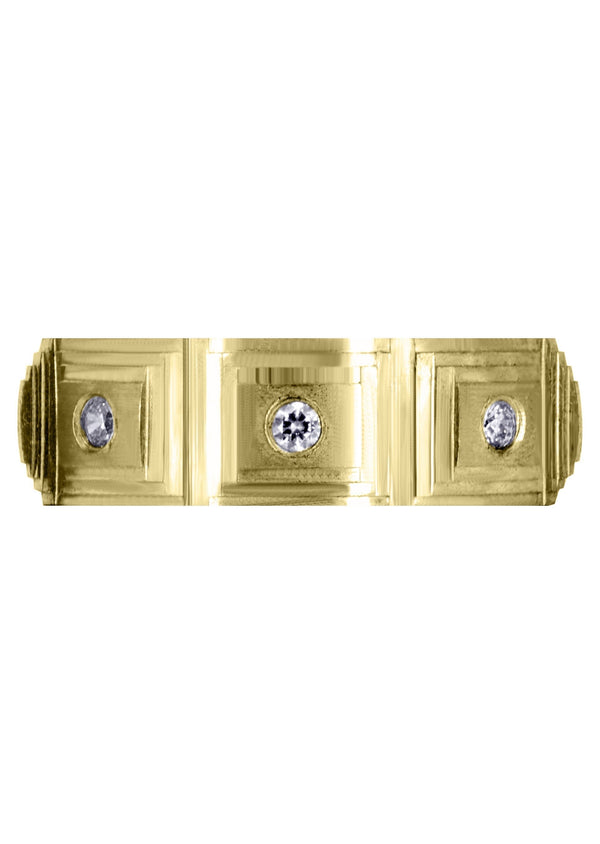 Yellow Gold Diamond Mens Wedding Band | 0.24 Carats | Wire Matt Finish (Angelo)