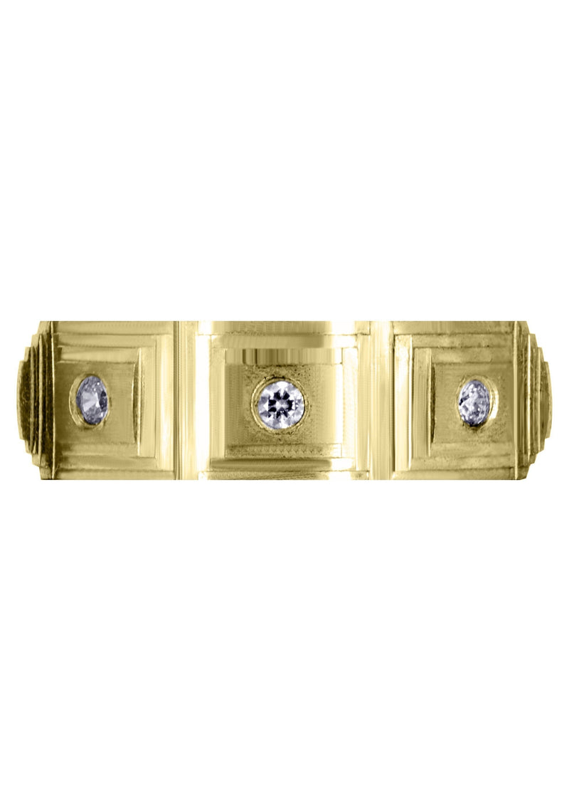 Yellow Gold Diamond Mens Wedding Band | 0.24 Carats | Wire Matt Finish (Angelo)