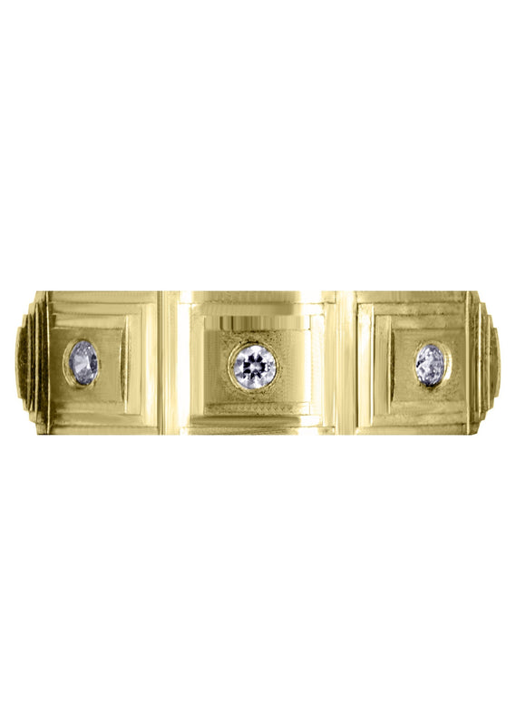 Yellow Gold Diamond Mens Wedding Band | 0.24 Carats | Wire Matt Finish (Angelo)