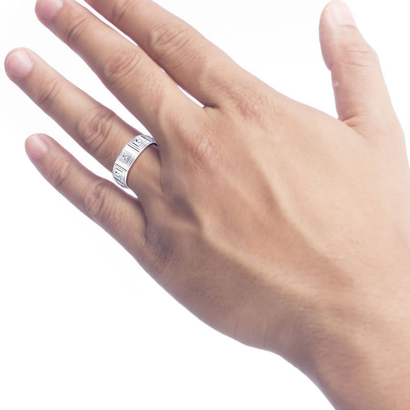 Diamond Mens Wedding Band | 0.24 Carats | Wire Matt Finish (Angelo)