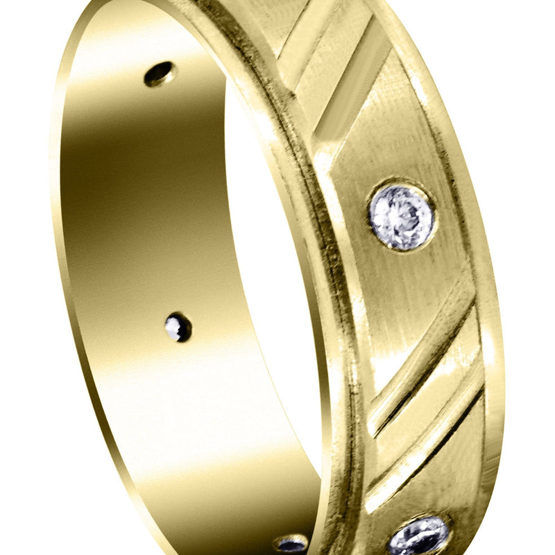 Yellow Gold Diamond Mens Wedding Band | 0.24 Carats | Satin Finish (Louis)