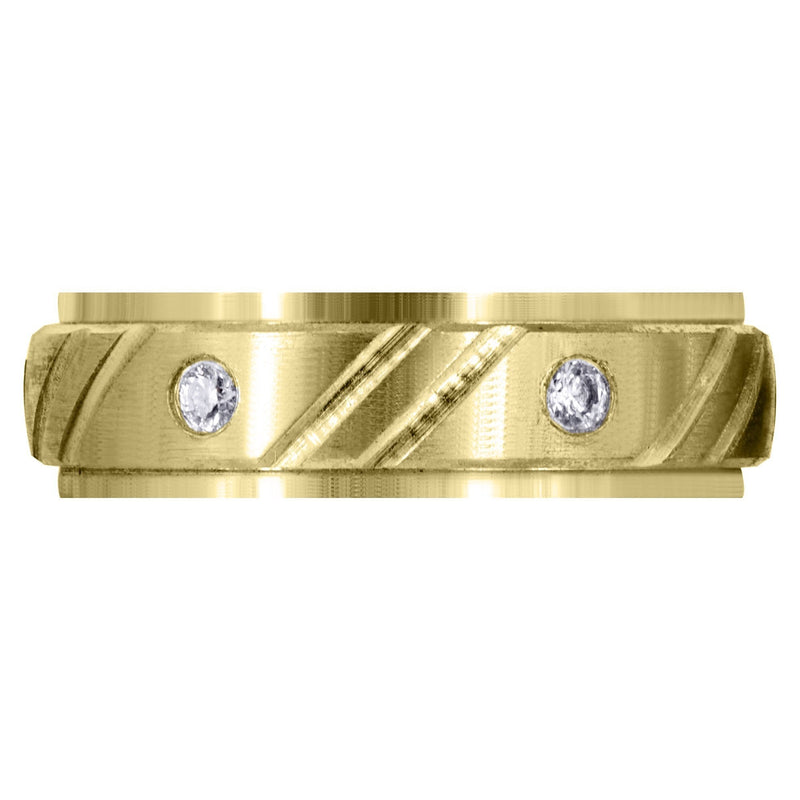Yellow Gold Diamond Mens Wedding Band | 0.24 Carats | Satin Finish (Louis)