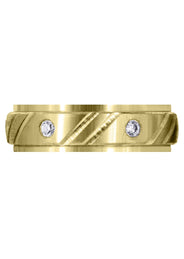 Yellow Gold Diamond Mens Wedding Band | 0.24 Carats | Satin Finish (Louis)