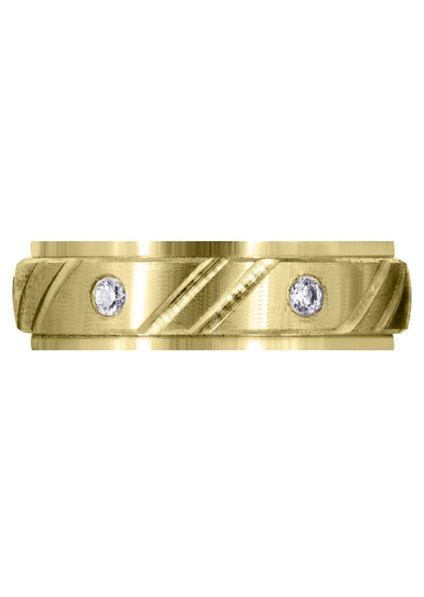 Yellow Gold Diamond Mens Wedding Band | 0.24 Carats | Satin Finish (Louis)