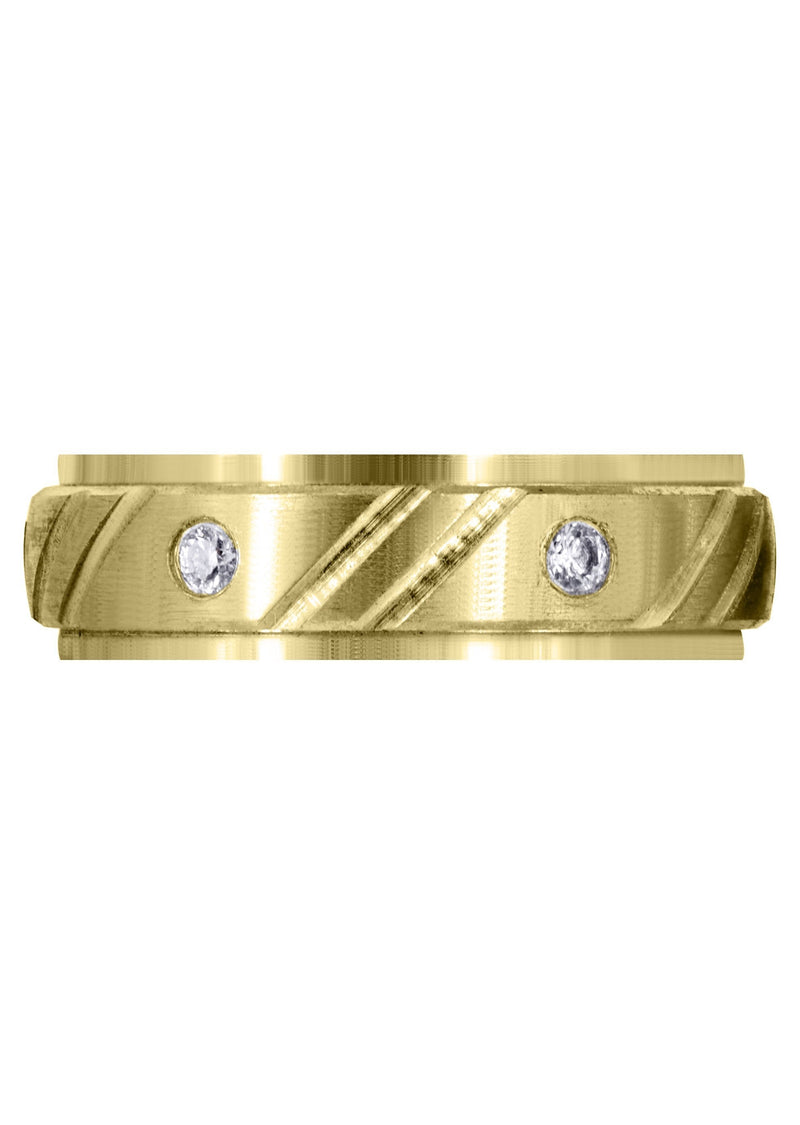 Yellow Gold Diamond Mens Wedding Band | 0.24 Carats | Satin Finish (Louis)