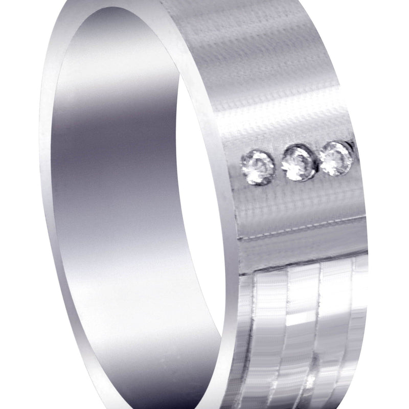 Diamond Mens Wedding Band | 0.06 Carats | Satin Finish (Lane)