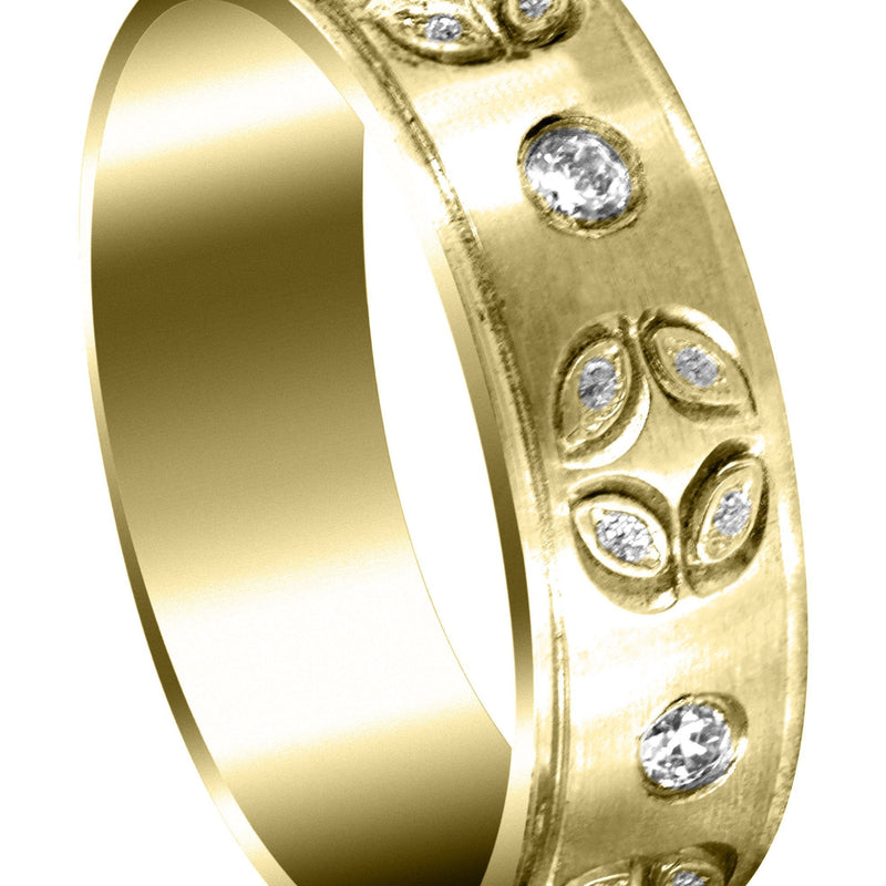 Yellow Gold Diamond Mens Wedding Band | 0.3 Carats | Satin Finish (Shane)