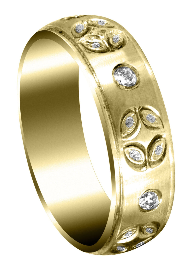 Yellow Gold Diamond Mens Wedding Band | 0.3 Carats | Satin Finish (Shane)