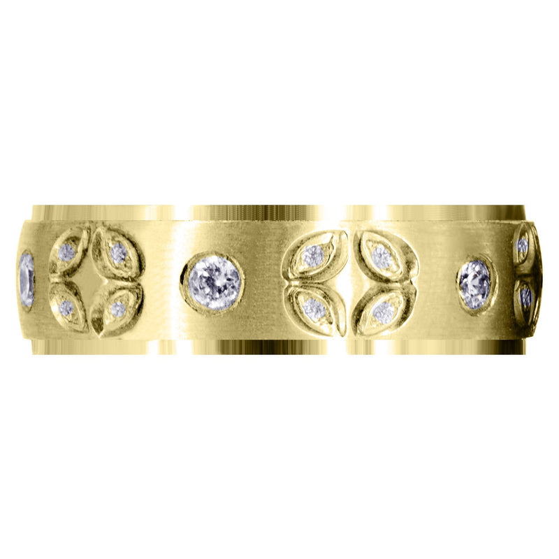 Yellow Gold Diamond Mens Wedding Band | 0.3 Carats | Satin Finish (Shane)