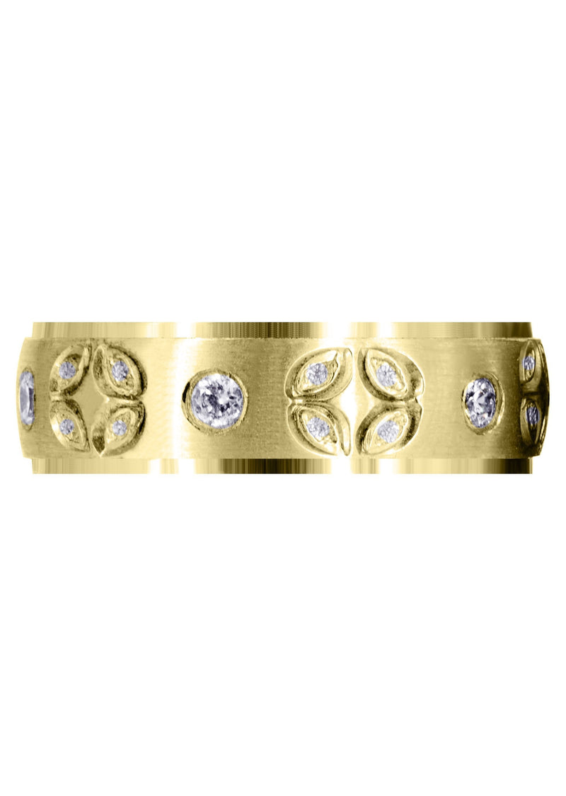 Yellow Gold Diamond Mens Wedding Band | 0.3 Carats | Satin Finish (Shane)