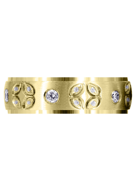Yellow Gold Diamond Mens Wedding Band | 0.3 Carats | Satin Finish (Shane)